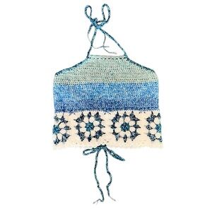 Handmade Blue Crochet Halter Top